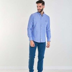 Camisa Spagnolo Oxford Botón Bandera Azul Claro
