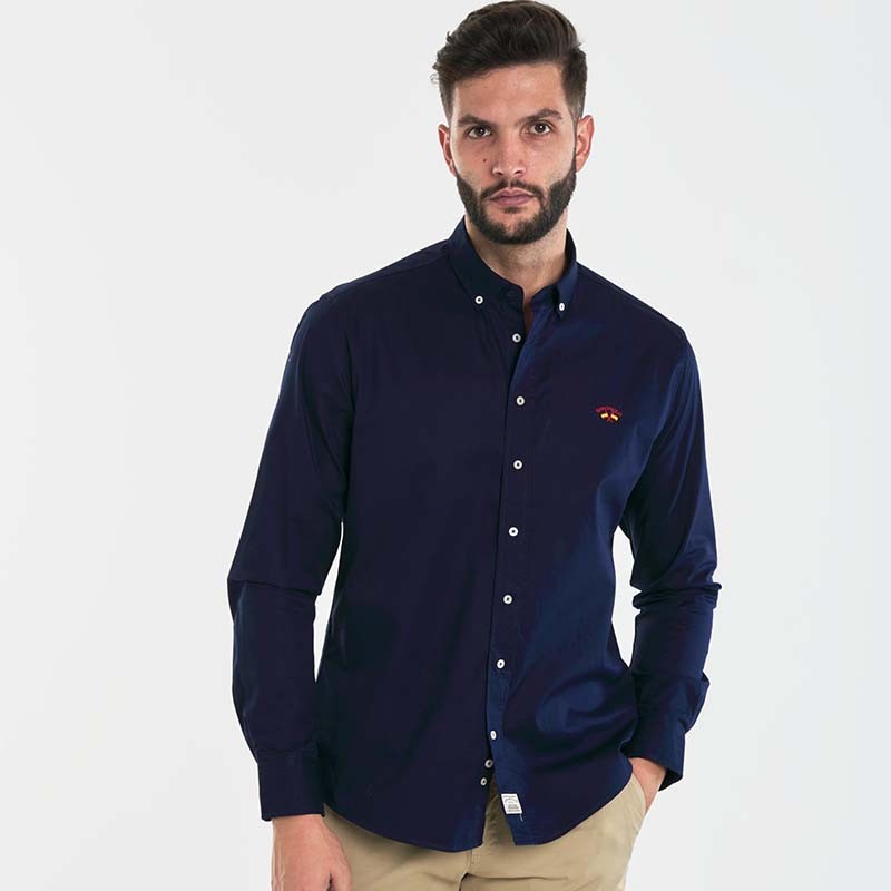 Camisa Gabardina Bandera Spagnolo Azul Marino