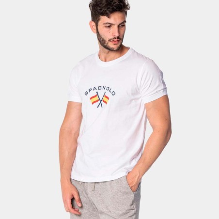 Camiseta Spagnolo punto bandera liso blanco